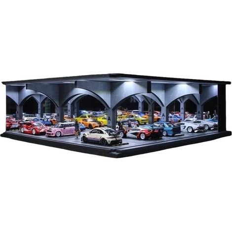 Miroir Diorama 1:64 modèle de garage, éclairage LED, parking souterrain, présentoir, modèle d'atelier pour modèle de voitures moulées sous pression à 1:64 (garage 04) (1/5)