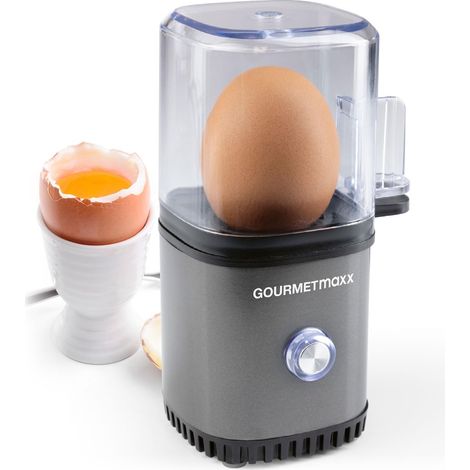 GOURMETmaxx Cuociuova per 1 uovo Bollitore per uova con tagliauova nel misurino Egg Cooker – 3 gradi di durezza per il tuo portauovo Design cuociuova piccolo – parti lavabili in lavastoviglie (1/5)