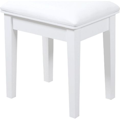 Tabouret de Maquillage Plié en Cuir PU avec Assise Carrée et Pieds en Bois, Sans Dossier (1/5)