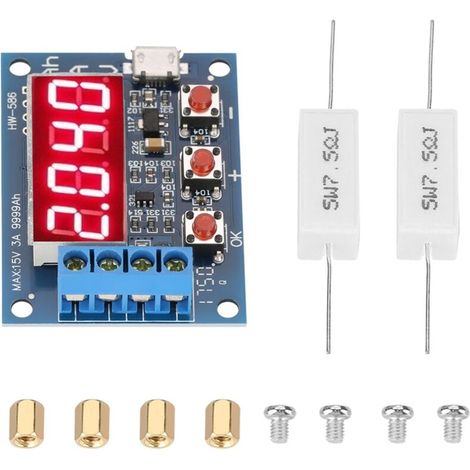 Probador de capacidad y descarga de baterías de 1,2 a 12 V, probador de iones de litio 18650 con micro USB, control de voltaje y capacidad -Crezuo