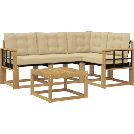 vidaXL Ensemble de canapés d'extérieur 5 pcs Blanc et Beige