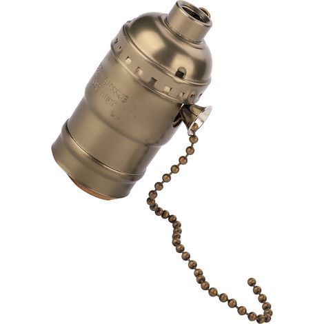 Vintage E27-Lampenfassung aus Aluminium mit Zugschalter, Schraubfassung für Tischlampen, Bronze-Finish, ideal für Retro-Dekoration (1/5)