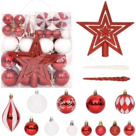 Ensemble de 64 décorations de Noël rouges et blanches (1/5)