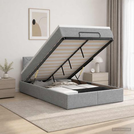 vidaXL Cama otomana con colchón Gris Claro 120 x 200 cm Tela (1/5)