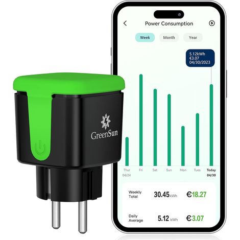 Prise Wi-Fi d'extérieur - Minuterie d'extérieur avec calendrier - Commande vocale - 16 A 2,4 GHz - WiFi étanche IP44 (1/5)