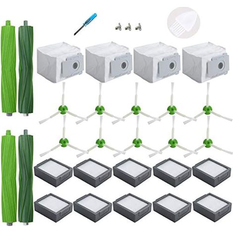 Accesorios de repuesto compatibles para iRobot Roomba Serie I i1+ i3+ i4+ i5+ i6+ i7+ i8+, Serie J j5+ j6+ j7+ j8+ j9+ (No compatible con Combo J7+/J9+) 4 bolsas para el polvo, 10 filtros, 10 cepillos (1/5)