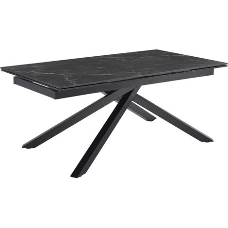 Table extensible 180/260 cm céramique noir marbré pied torsadé - INDIANA 05 (1/5)