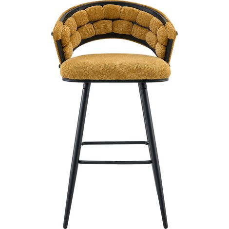 Set di 2 sgabelli da bar in velluto giallo con gambe in metallo nero 56 x 50,5 x 98,5 cm MODENUIT (1/5)