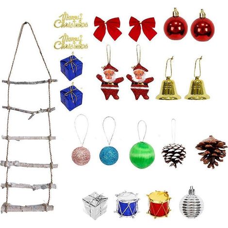 Décoration murale en forme d'échelle de branches de bois avec le Père Noël pour Noël (1/5)