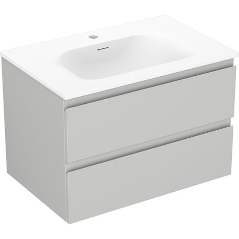 Mexen Orio Badezimmerschrank 70 cm mit Waschbecken Vela, 2 Schubladen, grau matt/weiß matt - 91A10-07047-2-BFF62-W23M01 (1/5)