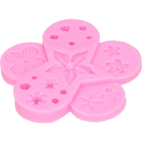 Moule en silicone en forme de fleur et de feuille, moule à chocolat, moule à fondant pour gâteau DIY, ustensiles de cuisine rose (1/5)