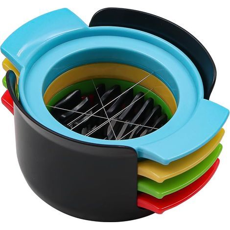 Coupe-œufs 4 en 1 en acier inoxydable, multifonctionnel pour préparer des tranches rondes et ovales, des œuf (1/5)
