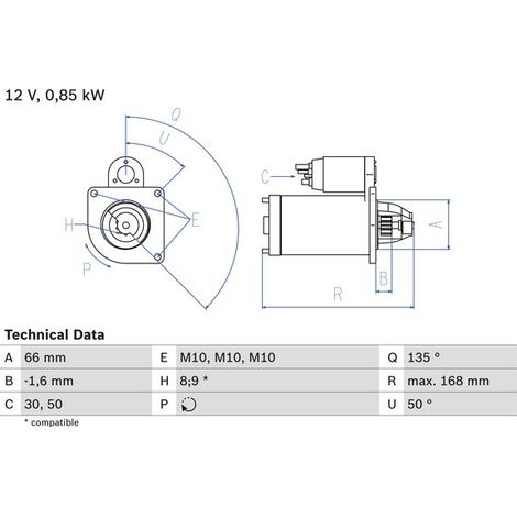 Démarreur BOSCH 0 986 021 051 RENAULT 77 00 104 674 77 00 105 119 77 11 134 530 (1/2)