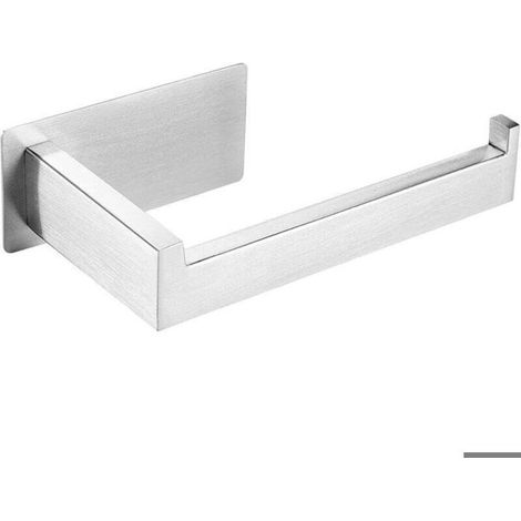Porte-papier toilette auto-adhésif - PZCC - Modèle L - Acier inoxydable SUS304 - Crochet latéral - Plaque 9 x 4,5 cm (1/4)