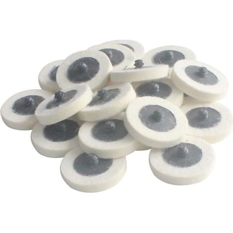 Confezione da 20 dischi lucidanti in feltro di lana compressa a cambio rapido, diametro 5 cm, per lucidatura fine (bianchi) (1/3)