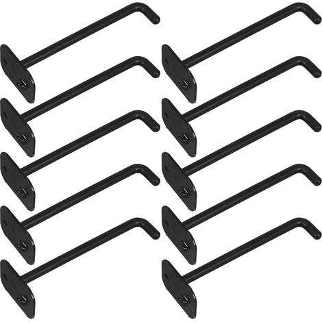 Lot de 10 Crochets pour Panneau Perforé 10 Cm, Acier Robuste Noir 6.0 Mm, Crochets Suspendre pour Étagères Métalliques, Organisateur Mural Polyvalent pour Garage, la Cuisine (1/5)