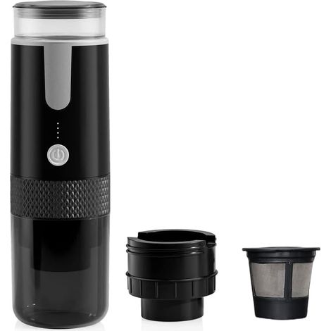 Tragbare elektrische Kaffeemaschine, ideal für Reisen, Büro, Camping und andere Anlässe, kompatibel mit gemahlenem Kaffee und Kaffeekapseln.