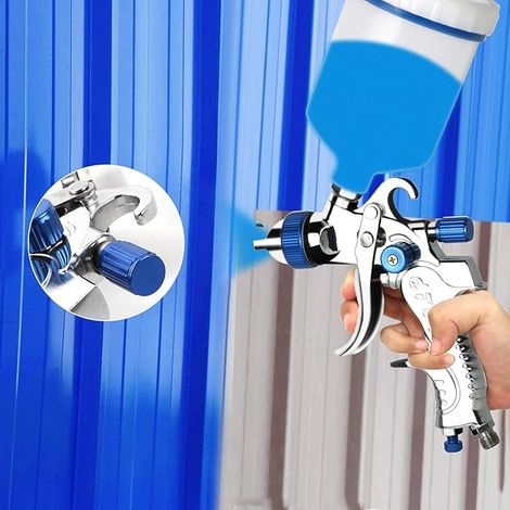 Professionnel Pistolet à Peinture Alimentation par Gravité 3 Buses (1,4/1,7/2,0 mm), Pistolet Peinture Air Comprimé 600 ML – Spray Gun Voiture, Régulateur d'air,Meuble, Bois, Métal (1/4)