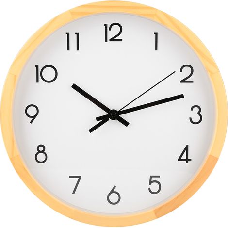 Horloge Murale En Bois Massif - Verre Transparent Épais - Mouvement Silencieux À Balayage - Pour Salon Chambre Bureau - 1 Pièce (1/5)