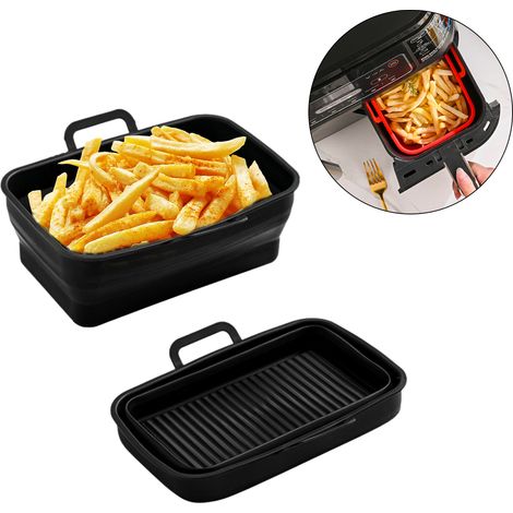 Marmite à friteuse à air pliable en silicone 19,5 x 12,7 x 7 cm pour Ninja DZ201, DZ401 et DZ550, résistante à la chaleur et facile à ranger. (1/5)