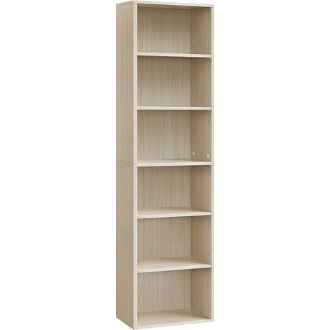 Vasagle – Bibliothèque 6 niveaux – Meuble de rangement ouvert 24 x 40 x 178,5 cm – Panneau d'aggloméré E1 – Capacité 10 kg par étagère – Beige naturel