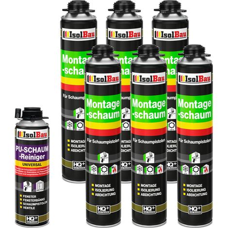 Pistolenschaum Bauschaum Montageschaum 6 x 750ml + 1 x PU-Reiniger 500ml Set (1/5)