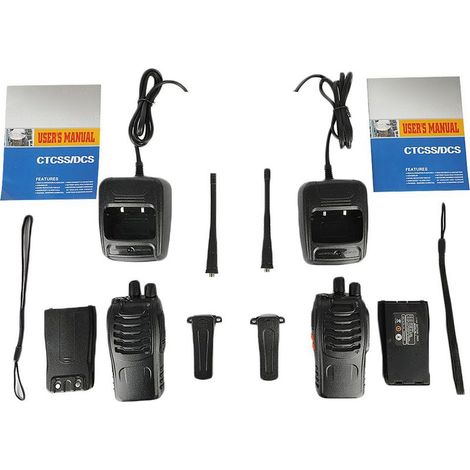 Talkie-Walkie Baofeng BF-888S Lot 2 - 16 Canaux 400-470MHz, 1500mAh, Réduction Bruit Intelligente - Pour Chantier, Hôtel, Randonnée, Camping - Noir (1/5)