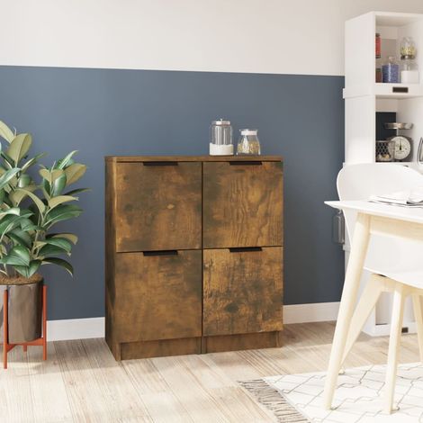 Sideboards 2 Stk. Räuchereiche 30x30x70 cm Holzwerkstoff