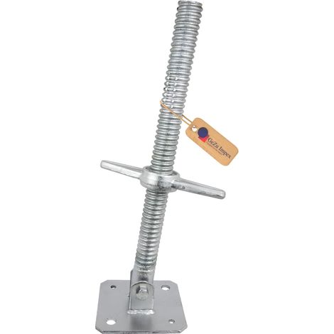Lot de 12 Vérins d’échafaudage réglables plaqué zinc électrolytique 500 mm Ø38 mm – Plaques de pied robustes pour stabilité et sécurité – GeZu Impex (1/5)