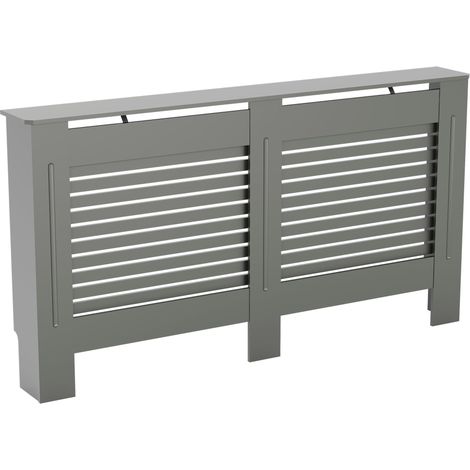 Milton Radiator Cover MDF Modern Cabinet Slatted Grill, Grey, Large