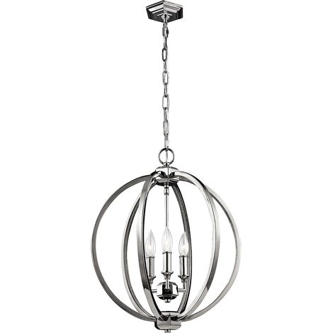 Lampada a sospensione plafoniera lampada a sospensione in acciaio nichel D 43,2 cm design sferico (1/5)