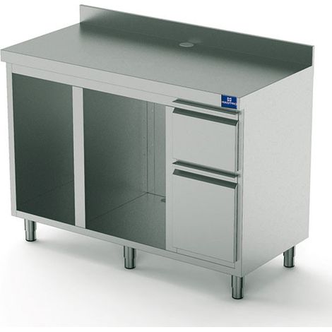 Meuble inox Pour Machine à Café 1500 mm Avec Élément Pour Lave-Vaisselle Et Producteur Glaçons - Mastro