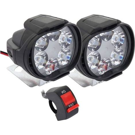 Phares moto LED 2 pices feux additionnels 12V anti-brouillard avec interrupteur pour moto et scooter couleurs multiples YYV (1/4)