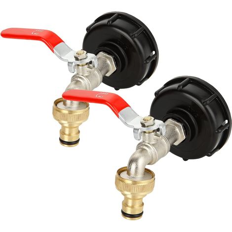Lot de 2 Adaptateur de Réservoir IBC, Robinet Cuve 1000L, Robinet Cuve à Filetage 1/2", Robinet Recuperateur Eau pour Recuperateur Eau de Pluie, Raccords De Tuyau D'arrosage (1/5)
