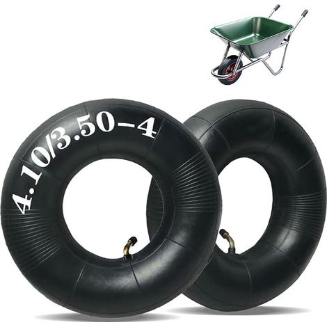 Set of Wheelbarrow Inner Tubes, Inner Tube 4.10/3.50-4 Replacement Tyre for Pneumatic Wheel with Load Capacity, Curved Valve Stem for Wheelbarrow, Mower (1/4)