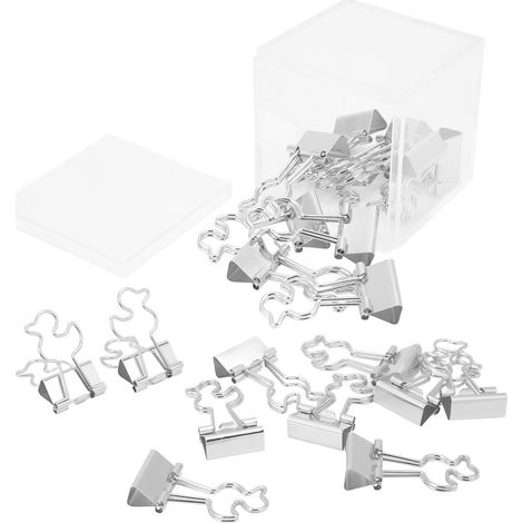20Pcs Paper Clips Strong Clamping Force Durable Iron Little Duck Design Wide Application Small Binder ClipsSilver (1/5)
