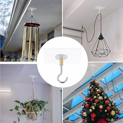 Crochets plafond autocollants transparents sans perçage pour plantes lot de 4 (1/4)