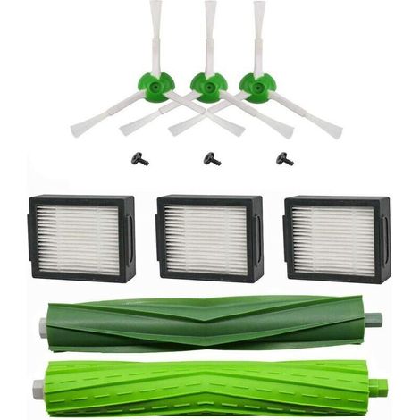 Pack de pièces de rechange pour aspirateurs Roomba i7 i7+ e5 e6 e7 – 3 brosses latérales, 3 filtres Hepa, rouleau de poils – Matériaux durables – Stomo (1/5)