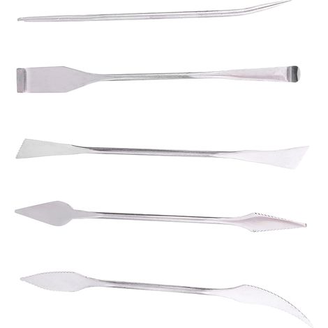 Set aus 5 Edelstahlwerkzeugen zum Bildhauen, Modellieren und Bearbeiten von Terrakotta, ideal für kreative Hobbys. (1/5)