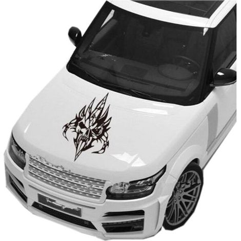 1 pegatina autoadhesiva de vinilo con diseño de calavera negra para el capó del coche. (1/2)