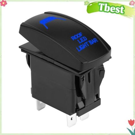 Tbest Interrupteur d'éclairage LED de toit Barre lumineuse LED bleue pour toit, 12V/24V DC, 5 moto commutateur Lumière bleue (1/5)
