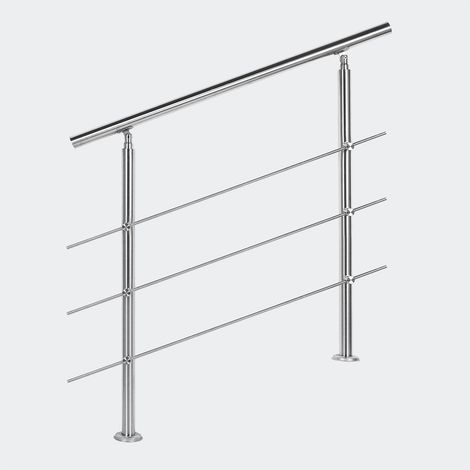 Rampe D'Escalier Sur Pied, 180 cm, En Acier Inoxydable, 3 barres (1/5)