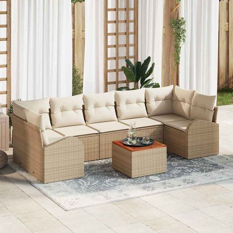 vidaXL Gartensofa-set mit Speicher 8 pcs Beige und Creme Poly-Rattan (1/5)