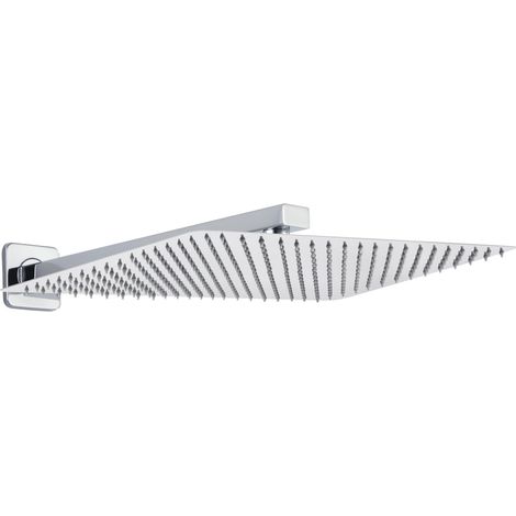 JOHO Grande Soffione per Doccia con Braccio a Parete-Soffione Doccia a Pioggia in Acciaio Inox -Docce Fisse con Getti In Silicone Anticalcare - Rettangolare 35 x 25 cm con Braccio 37 cm, Cromo (1/5)