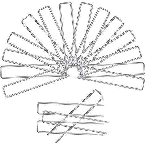 18 Piquets de Fixation pour Jardin, Pelouse Agrafes en Forme de U pour Bache Anti-Mauvaises Herbes, Galvanisés à Chaud (3x150x25mm) (1/5)