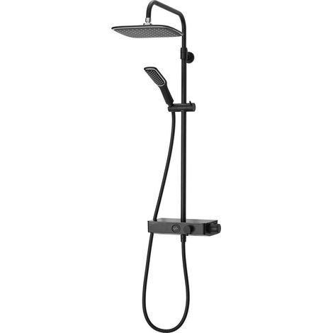 Triton Thermostatic Mixer Bar Shower Twin Head Adjustable Riser Rail Black (1/5)