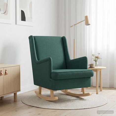 Sedia a dondolo Verde Scuro 62 x 80 x 85 cm Tessuto vidaXL (1/5)