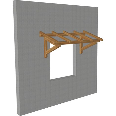 WMU – Marquise en bois pour portes et fenêtres – Traitement autoclave couleur marron – Dimensions 1.90 x 0.90 m – Pente 30% adaptée aux tuiles (1/2)