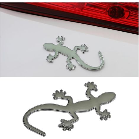 Autocollants Voiture, Gecko Décoration Véhicule, 3D Autocollants Personnalisés en Trois, Décalcomanie Lézard Mignon, pour Camions, Ordinateur Portable, Mur, Fenêtre, Pare-Chocs(Argent) (1/5)