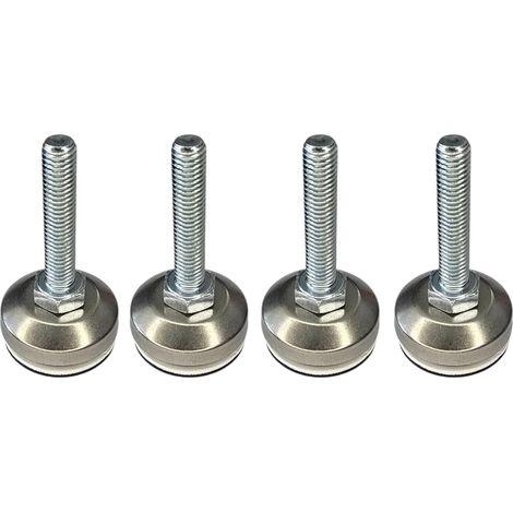 4x Pied réglable vérin vis de réglage cape acier inox avec patin téflon PTFE Ajustable Poussoir Butée Meuble Outillage Table Bureau Collectivité Loisir, M8x40mm (1/4)